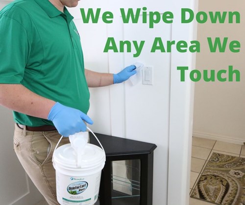 We wipe down any area we touch during carpet cleaning